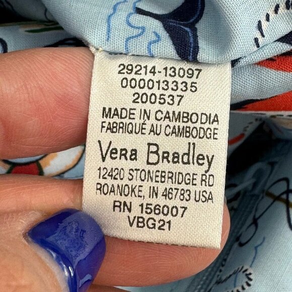 Vera Bradley Women's Straw Tote Bag Regatta Anchor Cream Nautical Multi Large - Picture 9 of 12